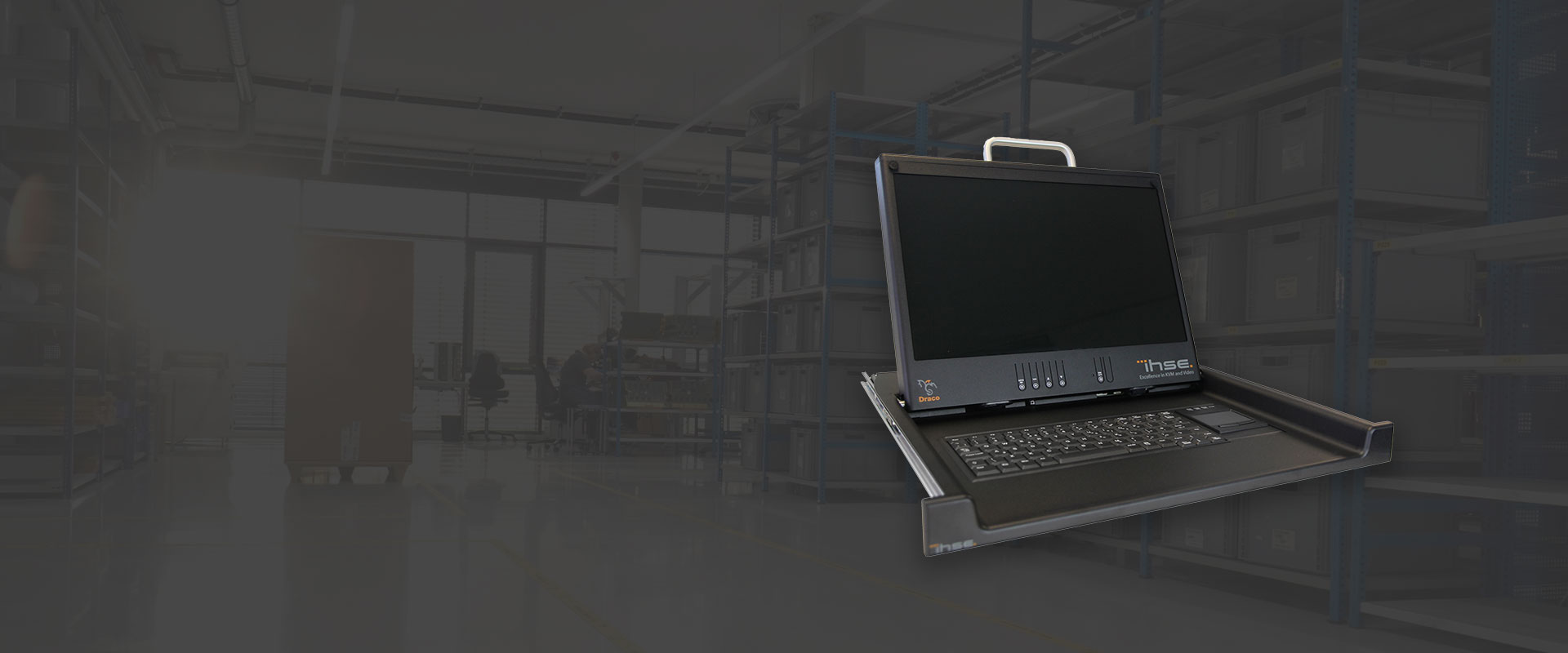 IHSE TFT-Rack-Schublade, 19-Zoll-Einschub mit Display und Tastatur
